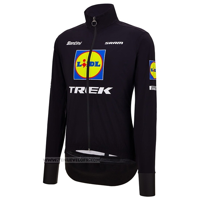 2024 Maillot Cyclisme Lidl Trek Noir Bleu Manches Longues et Cuissard
